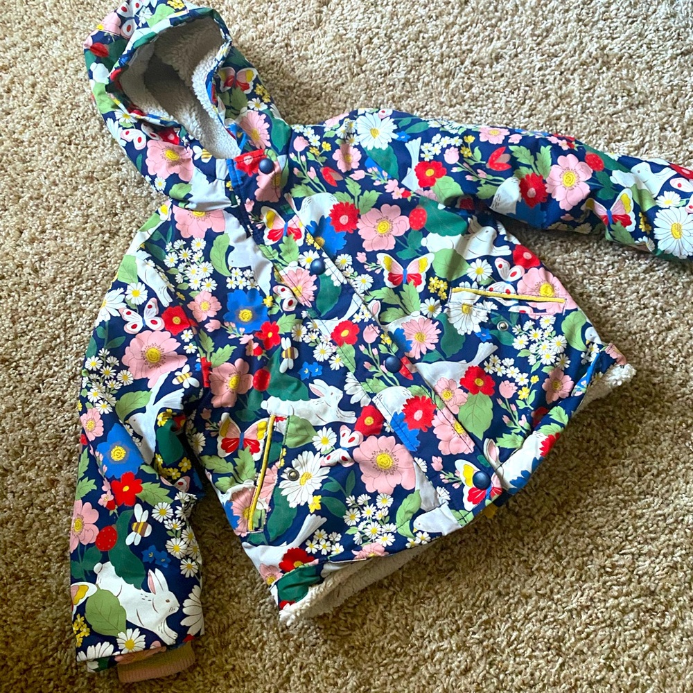 Mini Boden Bunny Florabunda patterned anorak (fleece lined!)